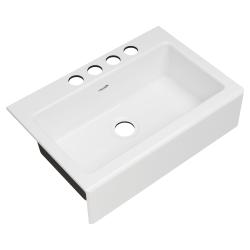 77SB33220A.308 DELANCEY 33x22 UNDERMOUNT SINGLE BOWL APRON FRONT CAST IRON SINK 4-HOLE BRILLIANT WHITE