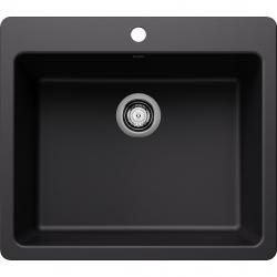 443218 LIVEN 25 MEDIUM DUAL MOUNT SINGLE BOWL SINK COAL BLACK