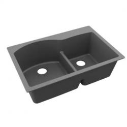 ELGH3322RGT0 QUARTZ CLASSIC 33X22X10 60/40 DOUBLE BOWL DROP-IN W/AQUA DIVIDE GRAPHITE 