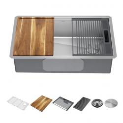 95B932-32S-SS LORELAI 32 INCH UNDERMOUNT WORKSTATION SINGLE BOWL KITCHEN SINK STAINLESS STEEL